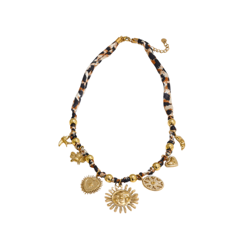 Colgante Amani de leopardo dorado y sol 