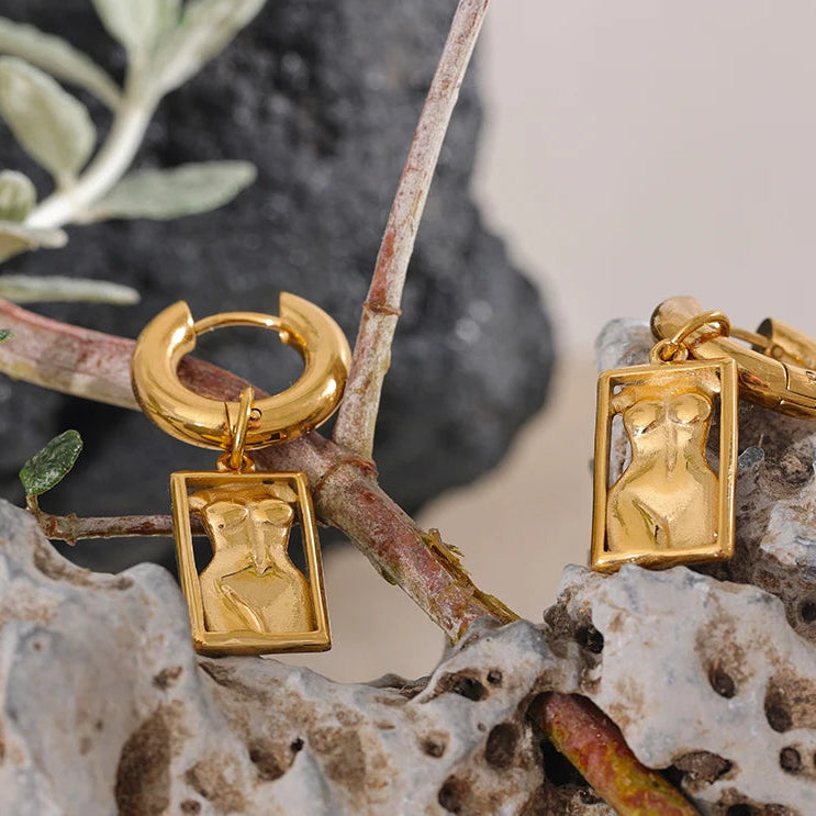 Aira Body Drop Hoops - Waterproof Stainless Steel Earrings