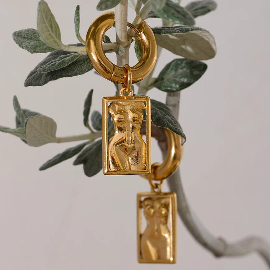 Aira Body Drop Hoops - Waterproof Stainless Steel Earrings