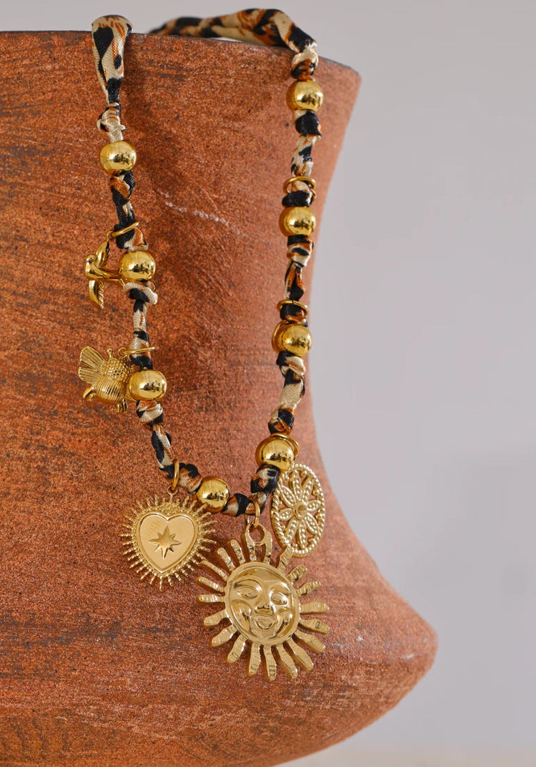 Amani Golden Leopard & Sun Pendant
