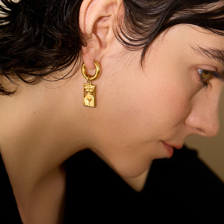 Aira Body Drop Hoops - Waterproof Stainless Steel Earrings