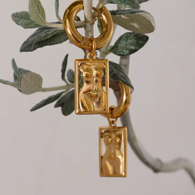 Aira Body Drop Hoops - Waterproof Stainless Steel Earrings