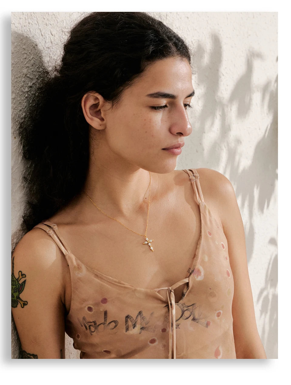 Yhpup Delicate Shiny Cubic Zirconia Cross Necklace Pendant Stainless Steel Temperament Premium Jewelry High Quality