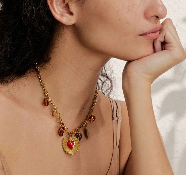 Lola Heart & Spikes Charm Necklace