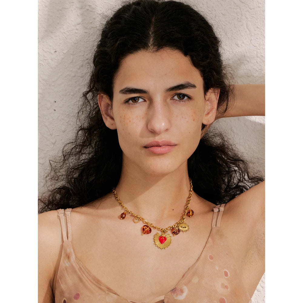 Lola Heart & Spikes Charm Necklace