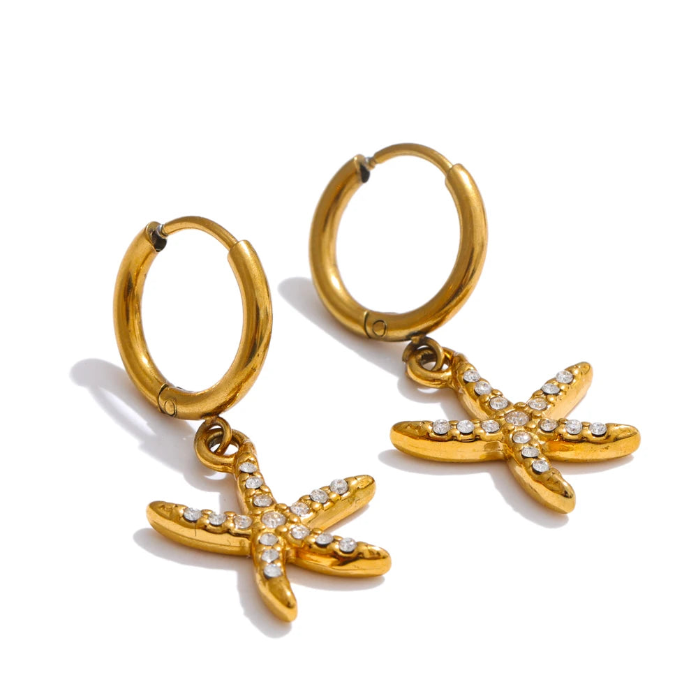 Nayeli Starfish Charm Hoop Earrings