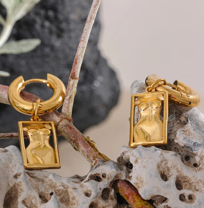 Aira Body Drop Hoops - Waterproof Stainless Steel Earrings