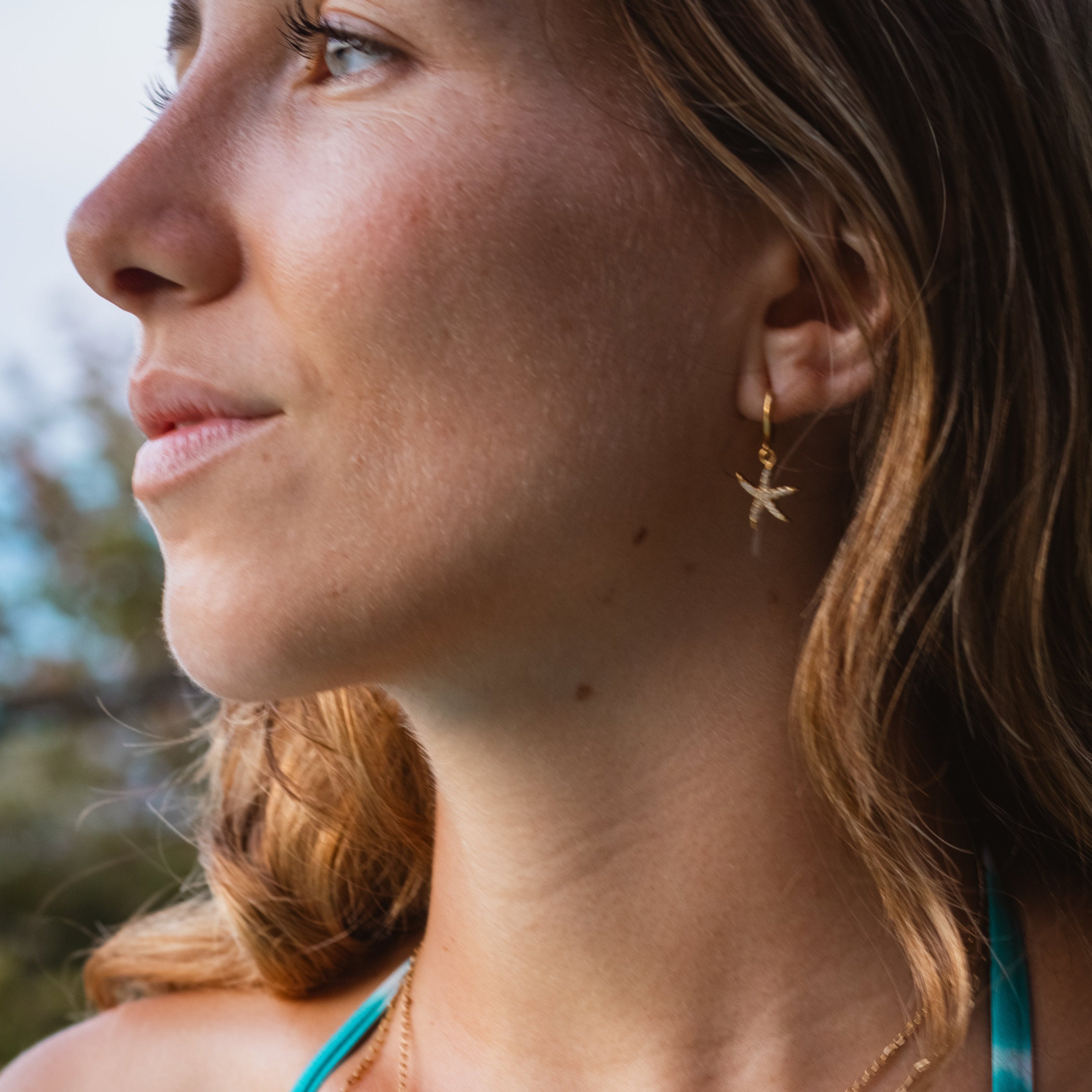 Nayeli Starfish Charm Hoop Earrings
